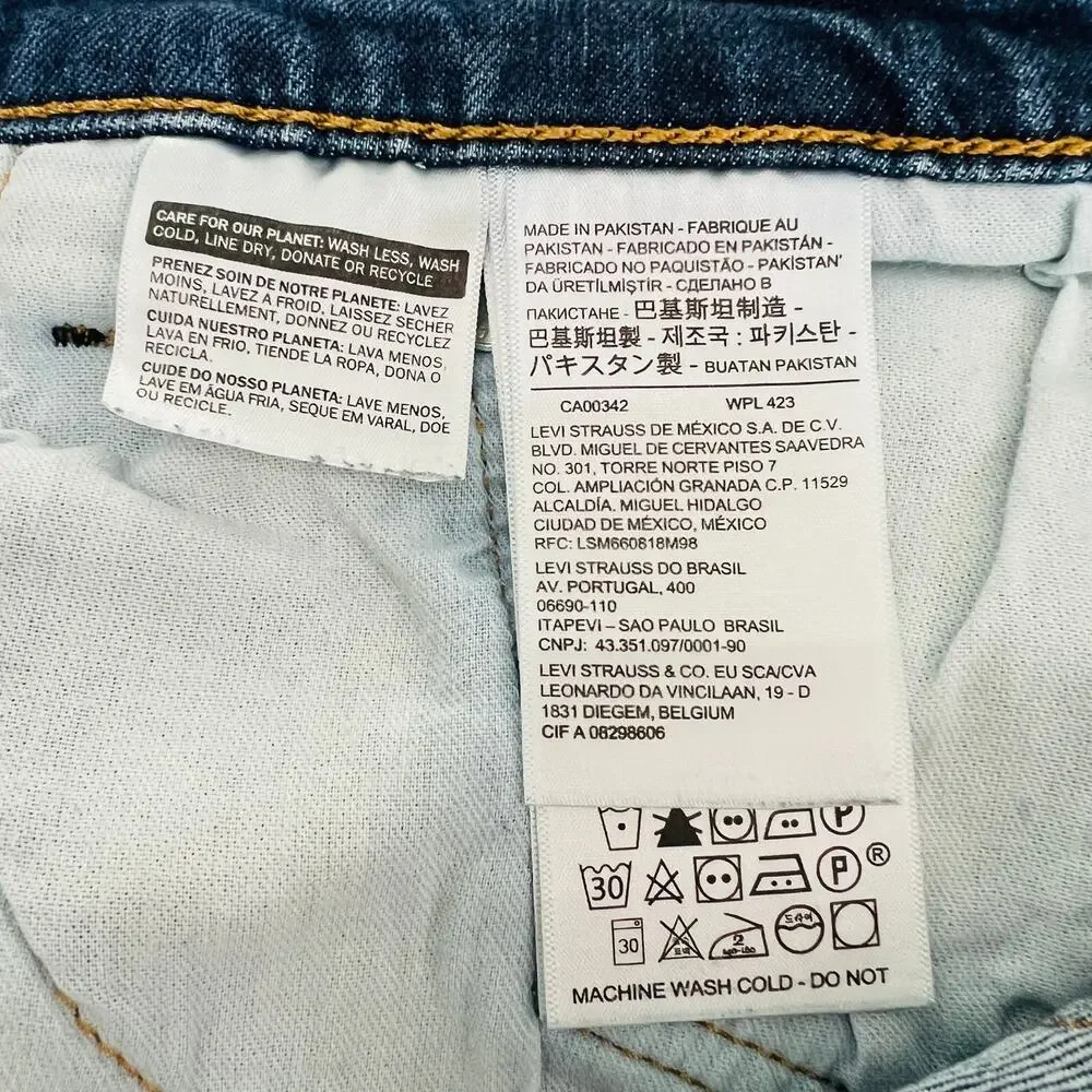 Levi's 511 Jeans Men's Size 38x30 Blue Altered Cut Raw Hem Measures 38x26